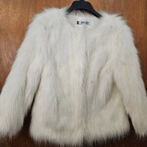 Jennifer Lopez Medium Faux White Wedding Arctic Fox Fur Cropped Coat